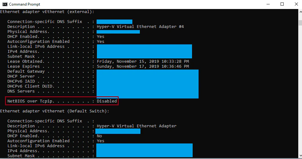 ipconfig / all netbios over tcpip
