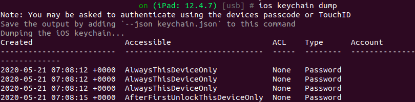 iOS dump keychain