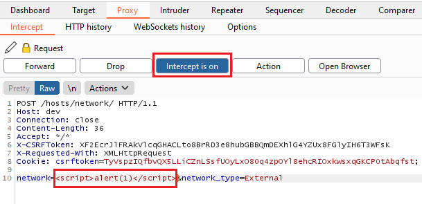 Exploit XSS with Intercept