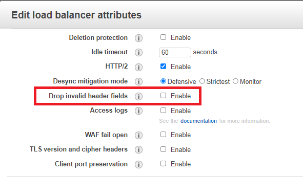 Drop Invalid Header Fields Disabled