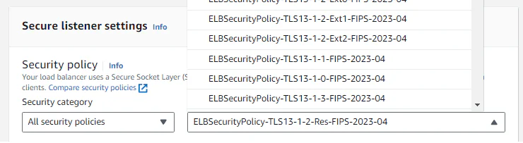 ELB Encryption Settings