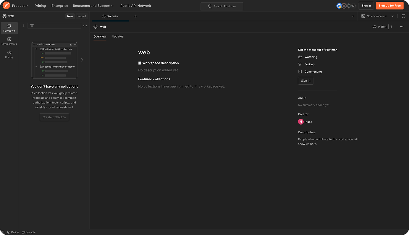 A screenshot from Postman platform